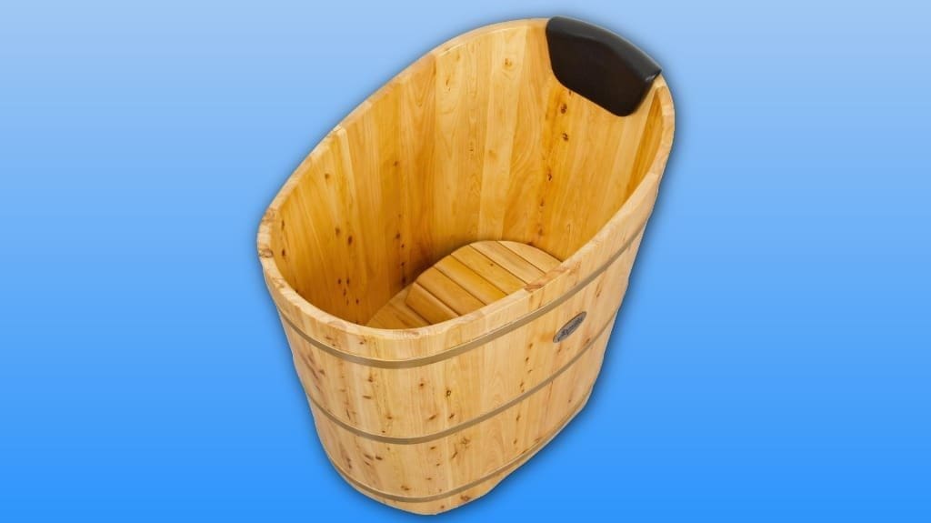 Handcrafted 34" Freestanding Wooden Bathtub