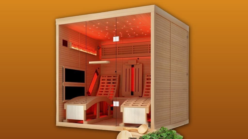 Infrared Sauna 2-Person Luxurious Indoor Wooden Sauna with Recliner for Your Home Spa